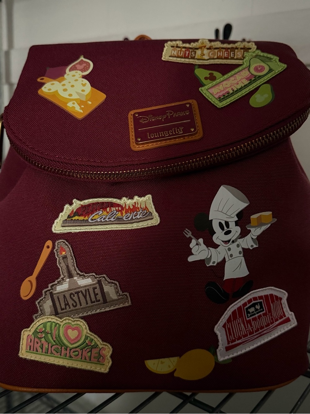 Loungefly Burgundy Disney Parks Pin-Embellished Backpack